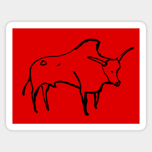 Cave line art of Aurochs. Sticker